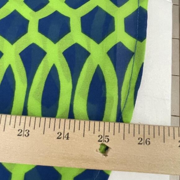 Gretchen Scott Shirt Womens XS Green Blue Geometric Print Button Up Top - Picture 7 of 7